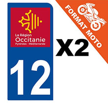 Supstick 2 Stickers Autocollants Plaques Immatriculation Moto Dept 12 Occitanie Bleu Foncé 1 Angle Arrondi