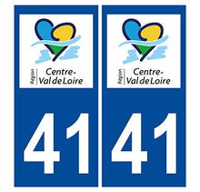 Supstick 2 Stickers Autocollants Plaques Immatriculation Auto Dept 41 Centre Val de Loire Bleu Foncé Angles Carrés