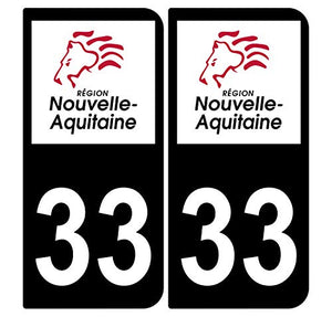 Supstick 2 Stickers Autocollants Plaques Immatriculation Auto Dept 33 Nouvelle Aquitaine Noir Angles Arrondis