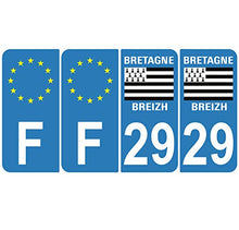 Supstick 4 Stickers Autocollants Plaques Immatriculation Auto Dept 29 Bretagne Breizh Bleu Clair Angles Arrondis
