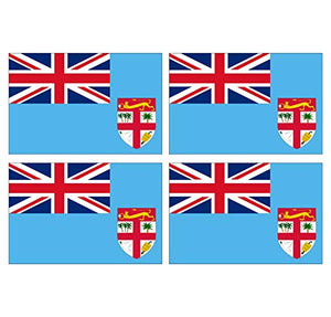 Supstick Lot de 4 Autocollants Stickers Drapeau de Pays Nation Fidji Format 6x4cm