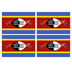 Supstick Lot de 4 Autocollants Stickers Drapeau de Pays Nation eswatini Format 6x4cm