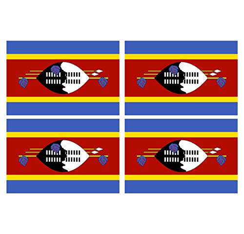 Supstick Lot de 4 Autocollants Stickers Drapeau de Pays Nation eswatini Format 6x4cm