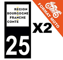 Supstick 2 Stickers Autocollants Plaques Immatriculation Moto Dept 25 Bourgogne Franche Comté Noir Angles Carrés