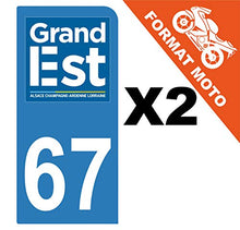 Supstick 2 Stickers Autocollants Plaques Immatriculation Moto Dept 67 Grand est Bleu Clair 1 Angle Arrondi