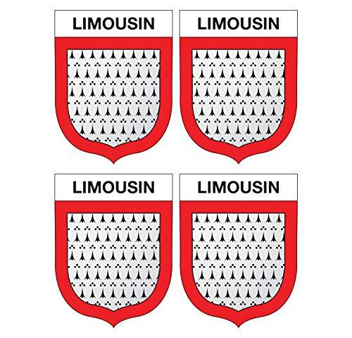 Supstick Lot de 4 Autocollants Stickers Blason de région département Limousin Format 5x4cm - supstick.fr