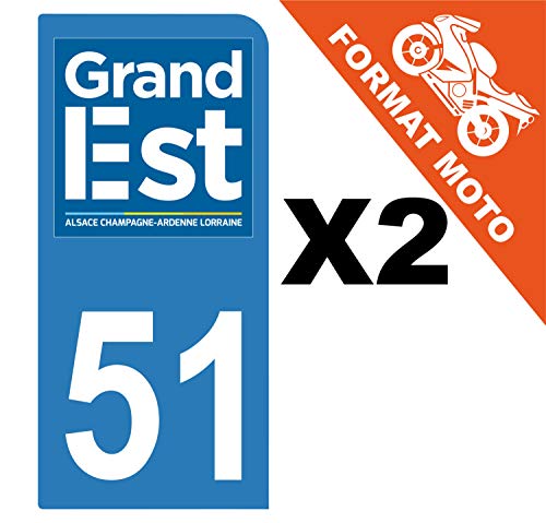 Supstick 2 Stickers Autocollants Plaques Immatriculation Moto Dept 51 Grand Est Bleu Clair 1 Angle Arrondi