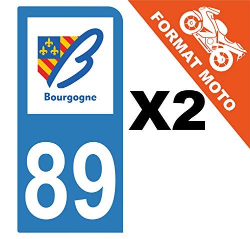 Supstick 2 Stickers Autocollants Plaques Immatriculation Moto Dept 89 Bourgogne Bleu Clair 1 Angle Arrondi