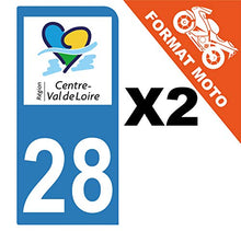 Supstick 2 Stickers Autocollants Plaques Immatriculation Moto Dept 28 Centre Val de Loire Bleu Clair 1 Angle Arrondi