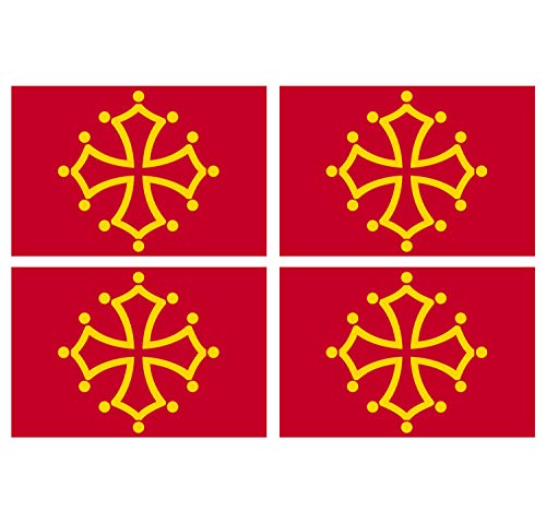 Supstick Lot de 4 Autocollants Stickers Drapeau de département région française occitanie Format 12x8cm
