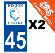 Supstick 2 Stickers Autocollants Plaques Immatriculation Moto Dept 45 Centre Bleu Foncé Angles Carrés
