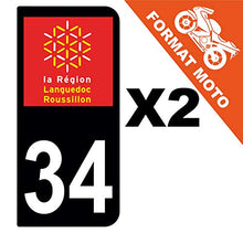 Supstick 2 Stickers Autocollants Plaques Immatriculation Moto Dept 34 Languedoc Roussillon Noir 2 Angles Arrondis