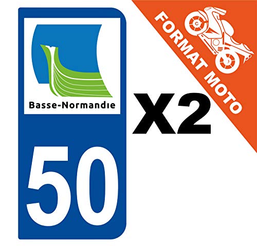 Supstick 2 Stickers Autocollants Plaques Immatriculation Moto Dept 50 Basse Normandie Bleu Foncé 2 Angles Arrondis