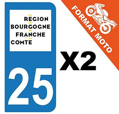 supstick 2 Stickers Autocollant Plaque IMMATRICULATION Moto DEPT 25 Region Bourgogne-Franche-Comté - supstick.fr