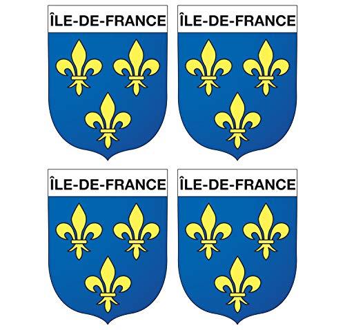 Supstick Lot de 4 Autocollants Stickers Blason de région département Île de France Format 5x4cm - supstick.fr