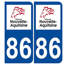 Supstick 2 Stickers Autocollants Plaques Immatriculation Auto Dept 86 Nouvelle Aquitaine Bleu Foncé Angles Arrondis