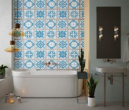 Planche de 4 Adhésif Carrelage - décoration de carreaux - 44 pièces plastifié en mat - mosaïque nuances de fleurs blanches - format 25x25cm par pièce