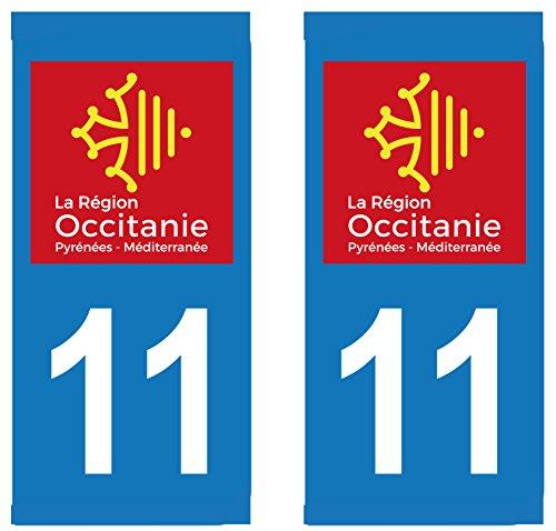 supstick 2 STICKERS AUTOCOLLANT PLAQUE IMMATRICULATION DEPT 11 région Occitanie format rectangulaire - supstick.fr