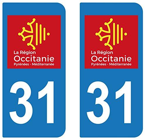 supstick 2 STICKERS AUTOCOLLANT PLAQUE IMMATRICULATION DEPT 31 région Occitanie - supstick.fr