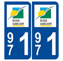 Supstick 2 Stickers Autocollants Plaques Immatriculation Auto Dept 971 Guadeloupe Bleu Foncé Angles Arrondis