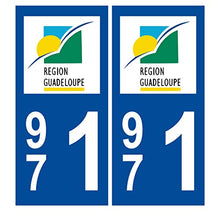 Supstick 2 Stickers Autocollants Plaques Immatriculation Auto Dept 971 Guadeloupe Bleu Foncé Angles Carrés
