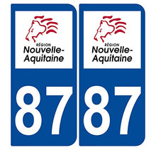 Supstick 2 Stickers Autocollants Plaques Immatriculation Auto Dept 87 Nouvelle Aquitaine Bleu Foncé Angles Arrondis