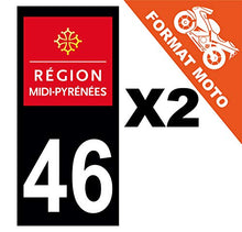 Supstick 2 Stickers Autocollants Plaques Immatriculation Moto Dept 46 Midi Pyrénées Noir Angles Carrés