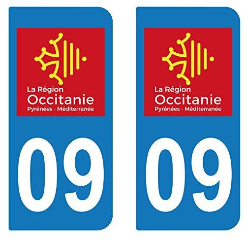 supstick 2 STICKERS AUTOCOLLANT PLAQUE IMMATRICULATION DEPT 09 région Occitanie - supstick.fr