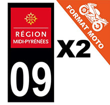 Supstick 2 Stickers Autocollants Plaques Immatriculation Moto Dept 09 Midi Pyrénées Noir Angles Carrés