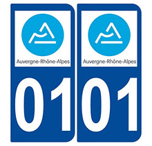 Supstick 2 Stickers Autocollants Plaques Immatriculation Auto Dept 01 Auvergne Rhône Alpes Bleu Foncé Angles Arrondis