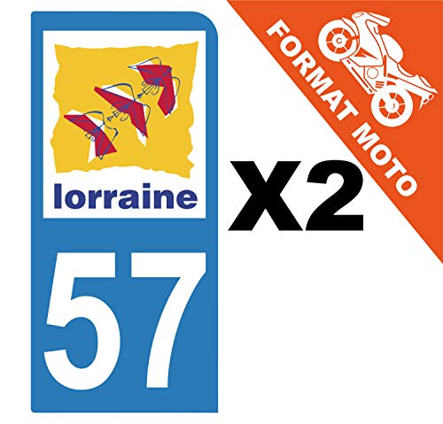 Supstick 2 Stickers Autocollants Plaques Immatriculation Moto Dept 57 Lorraine Bleu Clair 1 Angle Arrondi