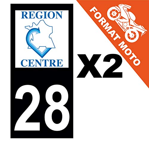 Supstick 2 Stickers Autocollants Plaques Immatriculation Moto Dept 28 Centre Noir Angles Carrés
