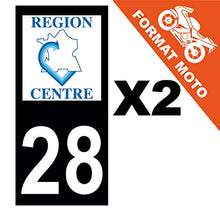 Supstick 2 Stickers Autocollants Plaques Immatriculation Moto Dept 28 Centre Noir Angles Carrés