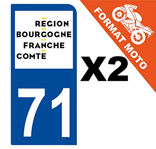 Supstick 2 Stickers Autocollants Plaques Immatriculation Moto Dept 71 Bourgogne Franche Comté Bleu Foncé 1 Angle Arrondi