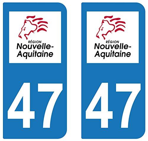supstick 2 STICKERS AUTOCOLLANT PLAQUE IMMATRICULATION DEPT 47 Nouvelle-Aquitaine - supstick.fr