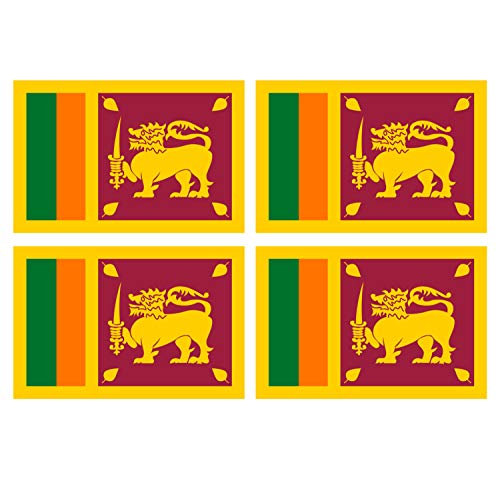 Supstick Lot de 4 Autocollants Stickers Drapeau de Pays Nation sri Lanka Format 6x4cm