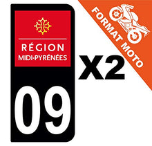 Supstick 2 Stickers Autocollants Plaques Immatriculation Moto Dept 09 Midi Pyrénées Noir 2 Angles Arrondis