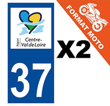 Supstick 2 Stickers Autocollants Plaques Immatriculation Moto Dept 37 Centre Val de Loire Bleu Foncé Angles Carrés