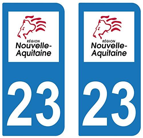 supstick 2 STICKERS AUTOCOLLANT PLAQUE IMMATRICULATION DEPT 23 Nouvelle-Aquitaine - supstick.fr