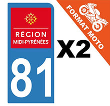 Supstick 2 Stickers Autocollants Plaques Immatriculation Moto Dept 81 Midi Pyrénées Bleu Clair 1 Angle Arrondi