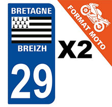 Supstick 2 Stickers Autocollants Plaques Immatriculation Moto Dept 29 Bretagne Breizh Bleu Foncé 2 Angles Arrondis
