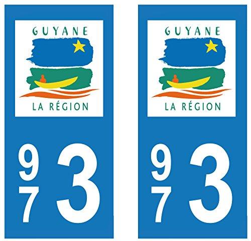 supstick 2 STICKERS AUTOCOLLANT PLAQUE IMMATRICULATION DEPT 973 Région Guyane format rectangulaire - supstick.fr