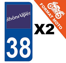 Supstick 2 Stickers Autocollants Plaques Immatriculation Moto Dept 38 Rhône Alpes Bleu Foncé 2 Angles Arrondis