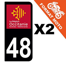 Supstick 2 Stickers Autocollants Plaques Immatriculation Moto Dept 48 Occitanie Noir 2 Angles Arrondis