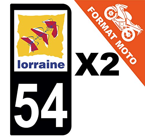 Supstick 2 Stickers Autocollants Plaques Immatriculation Moto Dept 54 Lorraine Noir 2 Angles Arrondis