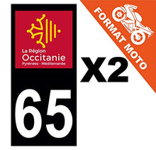 Supstick 2 Stickers Autocollants Plaques Immatriculation Moto Dept 65 Occitanie Noir Angles Carrés