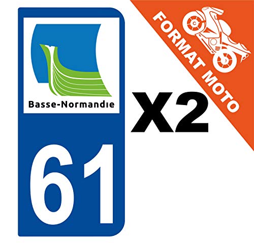 Supstick 2 Stickers Autocollants Plaques Immatriculation Moto Dept 61 Basse Normandie Bleu Foncé 2 Angles Arrondis