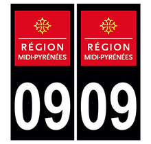 Supstick 2 Stickers Autocollants Plaques Immatriculation Auto Dept 09 Midi Pyrénées Noir Angles Carrés