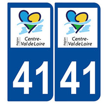 Supstick 2 Stickers Autocollants Plaques Immatriculation Auto Dept 41 Centre Val de Loire Bleu Foncé Angles Arrondis