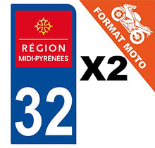 Supstick 2 Stickers Autocollants Plaques Immatriculation Moto Dept 32 Midi Pyrénées Bleu Foncé 1 Angle Arrondi